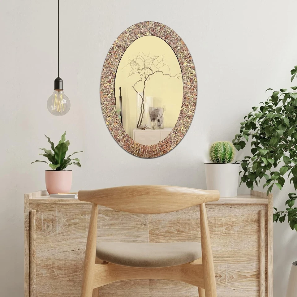 Espejo de pared marrón colgante forma ovalada DecorShore 32x24 | Espejo decorativo Foto 3 de 4