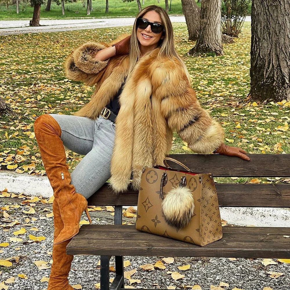 Natural Red Fox Fur Jacket