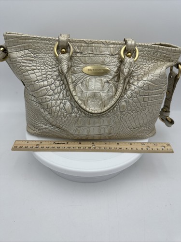 Brahmin Mini Arno Melbourne Beige Leather Satchel Handbag Shoulder Bag EUC - Picture 5 of 8