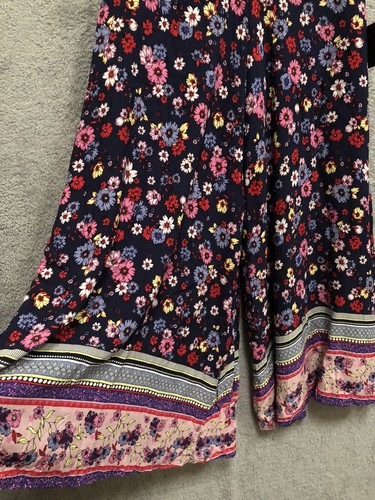 NUEVO Pantalones Acampanados Lulus Elásticos Cintura Alta Floral Boho Pierna Ancha Talla S - Imagen 2 de 11