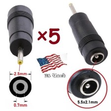 x5 DC Power 5.5x2.1mm Female Jack to 2.5x0.7mm Male Plug Adapter Converters H 