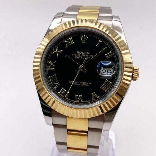 Montre automatique Rolex Datejust II 116333 or jaune acier cadran noir romain - Photo 3 sur 7