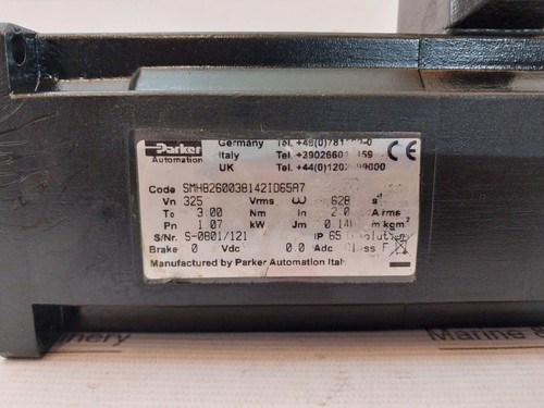 PARKER SMH8260038142ID65A7 Servo Motor VN 325 VRMS 628 S-1 V 380 G 6000 NM 3 - Picture 5 of 8
