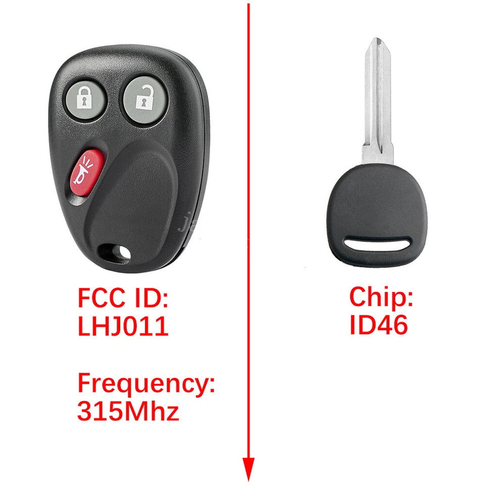 2 para GMC Sierra 2500 HD 3500 2003-2006 Denali Yukon 1500 2500 mando a distancia + llave Foto 2 de 4