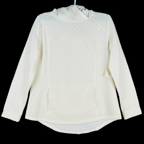 St John's Bay Women's Pullover Ivory Fleece Hoodie Sweatshirt Size Medium NWTD - Picture 2 of 10