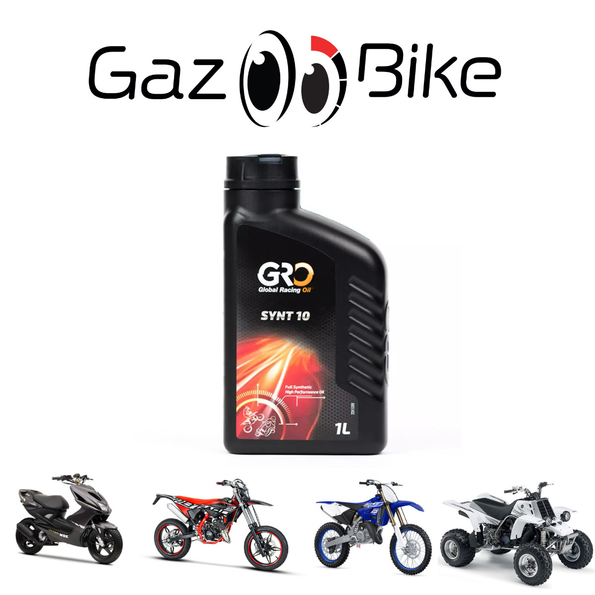Huile 2T Global Racing Oil SYNT-10 lubrifiant 100% synthèse quad scooter cross cyclo 1L