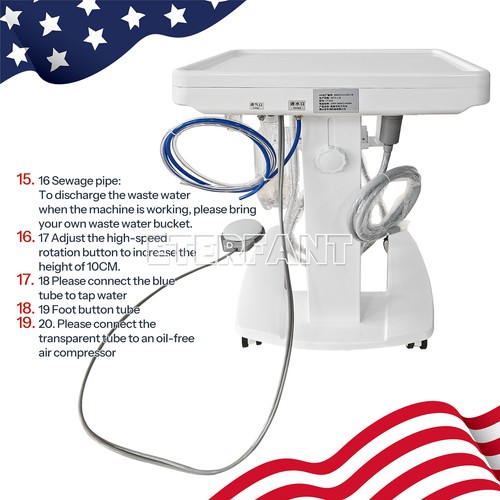 Portable 4H Mobile Dental Delivery Unit System Cart/Oil-Free Air Compressor 50L - Picture 21 of 38