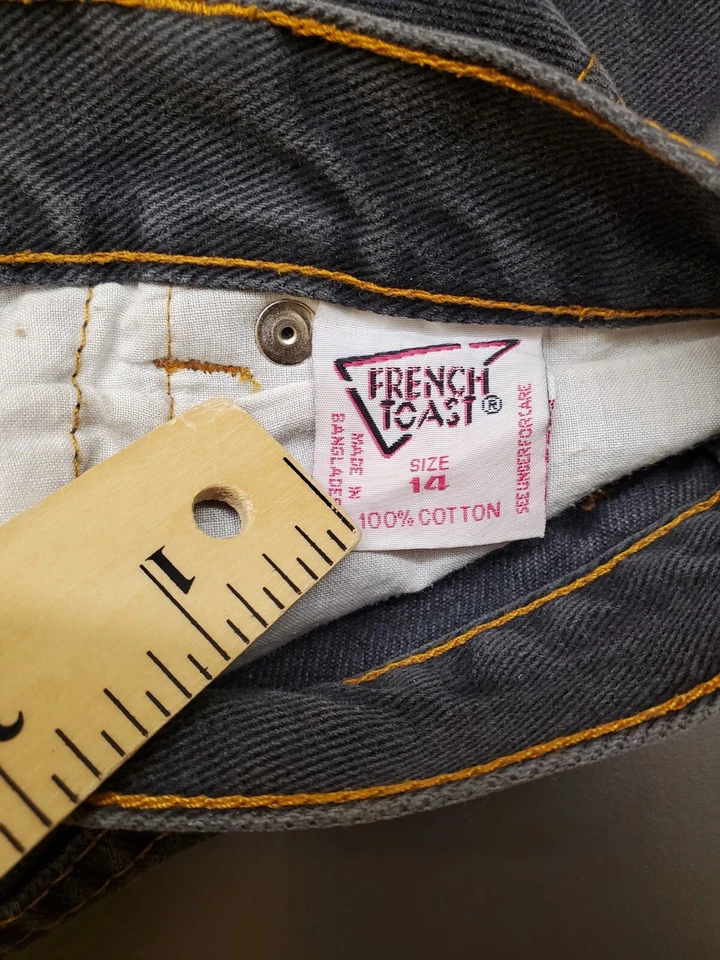 Jeans de mezclilla enjuagados negros talla 14 French Toast vintage años 90 para niños Foto 4 de 4