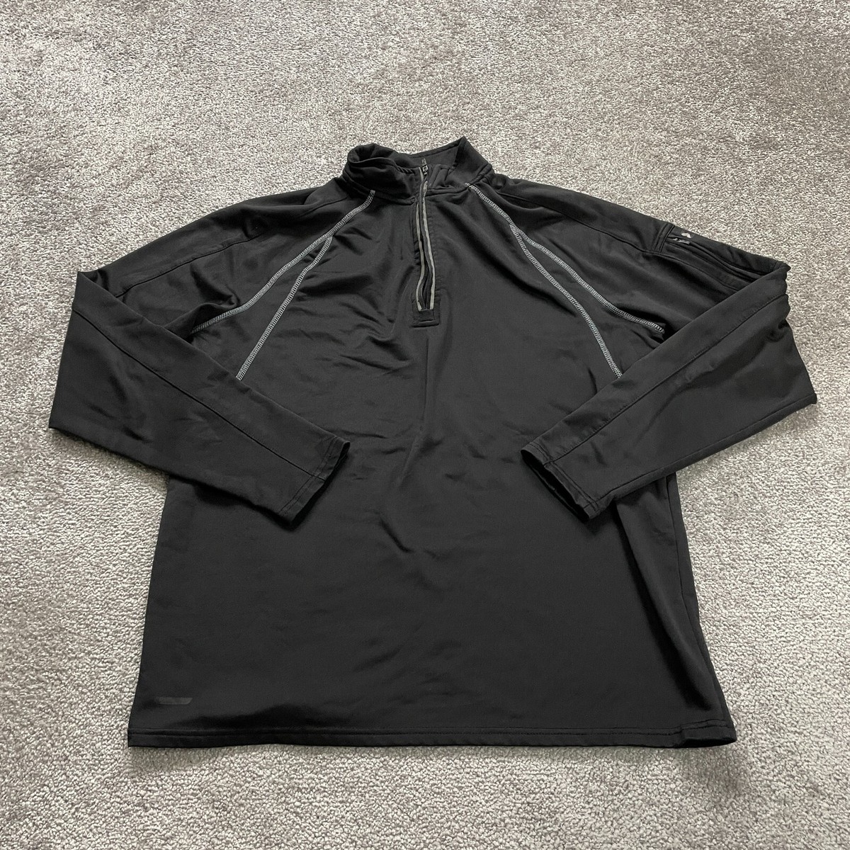 Layer 8 Qwick Dry Active Jacket Mens Large Black 1/4 Zip Raglan