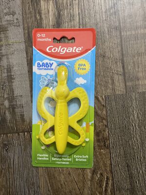 Colgate Baby Toothbrush and Teether, Flexible Handles Extra Soft BPA Free