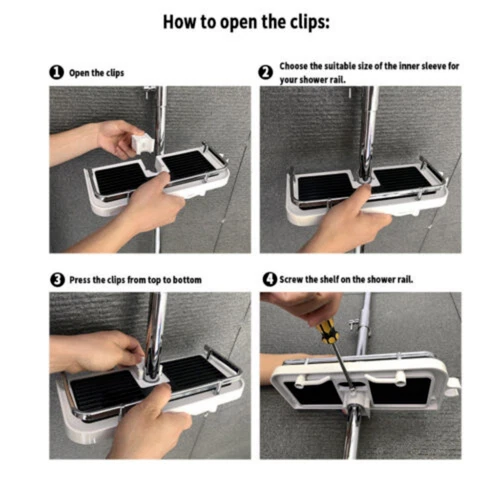 Badezimmer-Duschstangen-Aufbewahrungsregal-Halter-Shampoo-Seifen--Zubeh GE - Bild 6 von 6