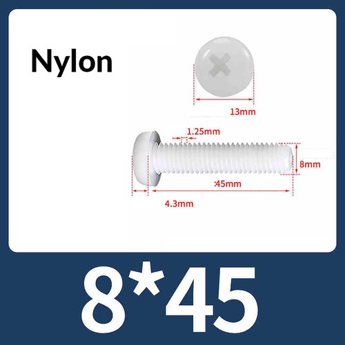 Nylon Kunststoffschrauben Linsenkopfschrauben Weiß mit Kreuzschlitz M2 M3 M4 ~M8 - Bild 68 von 70