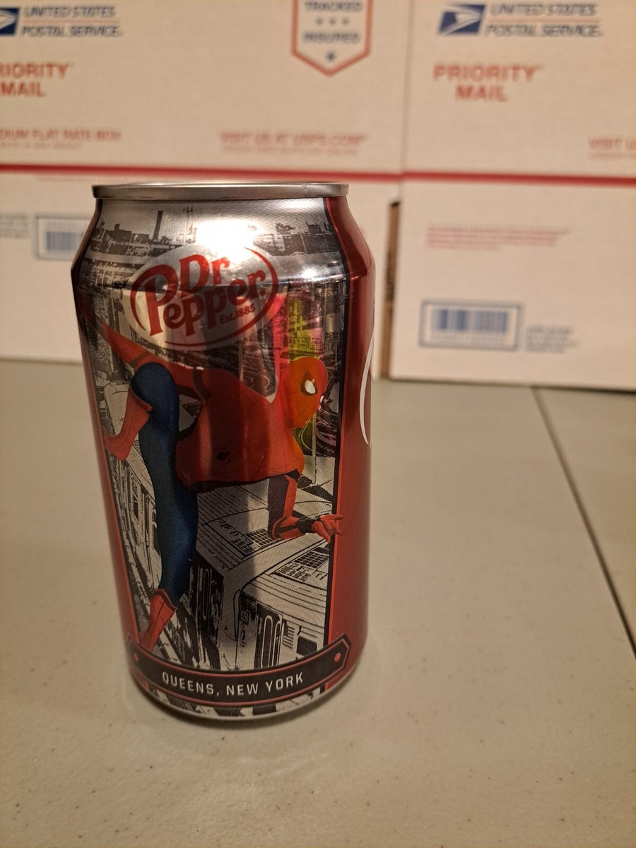 スパイダーマン:ファー・フロム・ホーム ドクター・ペッパー アルミ缶 通常スーツ Dr. Pepper Spiderman Far From Home bottomed opened, Queens New