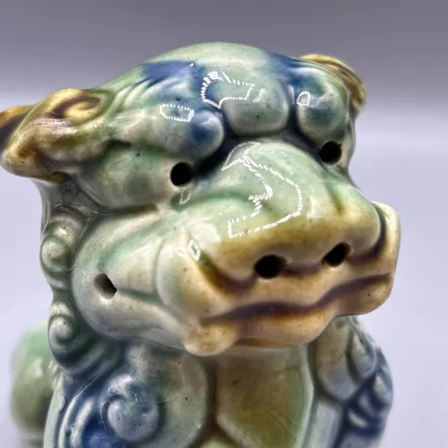 Ceramic Foo Dog Figurine Vintage 70’s Mythical Chinese Creature Pottery