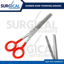Hair Salon 7" Stylist Barber Thinning Shears Scissors Red Padded German Grade