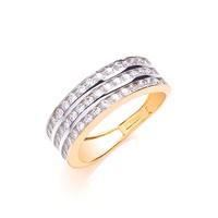 Yellow Gold Ladies Band Ring Three Row Wedding Band Wide Wedding Ring Hallmarked Yellow Gold Ladies Band Ring Three Row Wedding Band Wide Wedding Ring Hallmarked