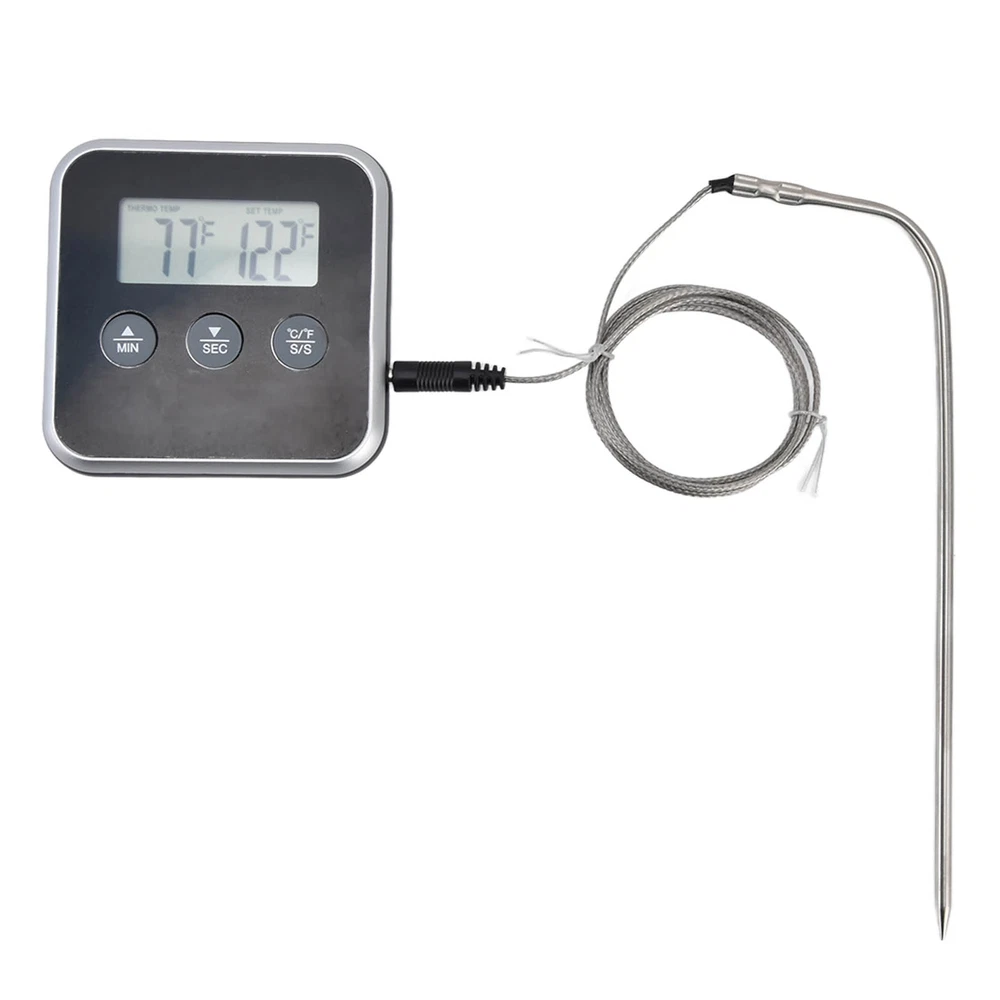 (Black)Meat Thermometer Smart 3 Buttons Digital LED Display Multifunctional O (Black)Meat Thermometer Smart 3 Buttons Digital LED Display Multifunctional O