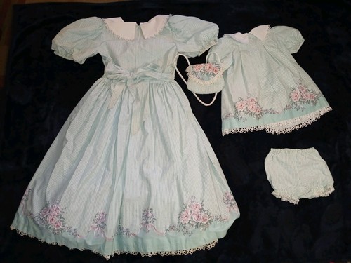 Vintage Daisy Kingdom Dress Girls 80's 90's Size 14 Teal Kids Size 4T Bag - Picture 5 of 16