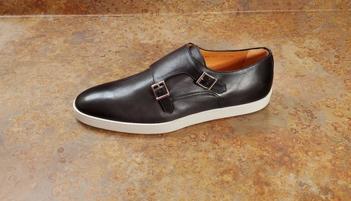 New! Santoni 'Fremont' Gray Leather Low 