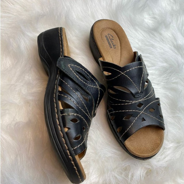 Clarks Slides Leather Sz 8 Sandals | eBay
