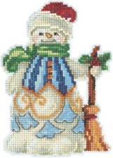 Mill Hill Jim Shore Beaded Cross Stitch Kit  Clean Sweep Snowman 