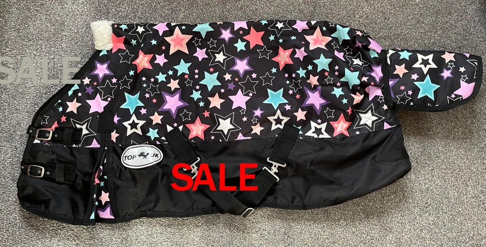 "TOP HORSE UK NEU MULTI STAR SCHWERGEWICHT 400GM FÜLLUNG TURNOUT TEPPICH 4'9"" - 7'3""