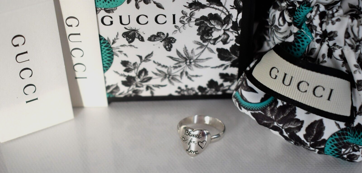 🆕️ Auth GUCCI *BLIND FOR LOVE* HEART 925 STERLING SILVER 🆕️ Auth GUCCI *BLIND FOR LOVE* HEART 925 STERLING SILVER