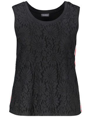 SAMOON Spitzentop mit Seitenstreifen by Gerry Weber schwarz Spitze NEU Damen Gr.