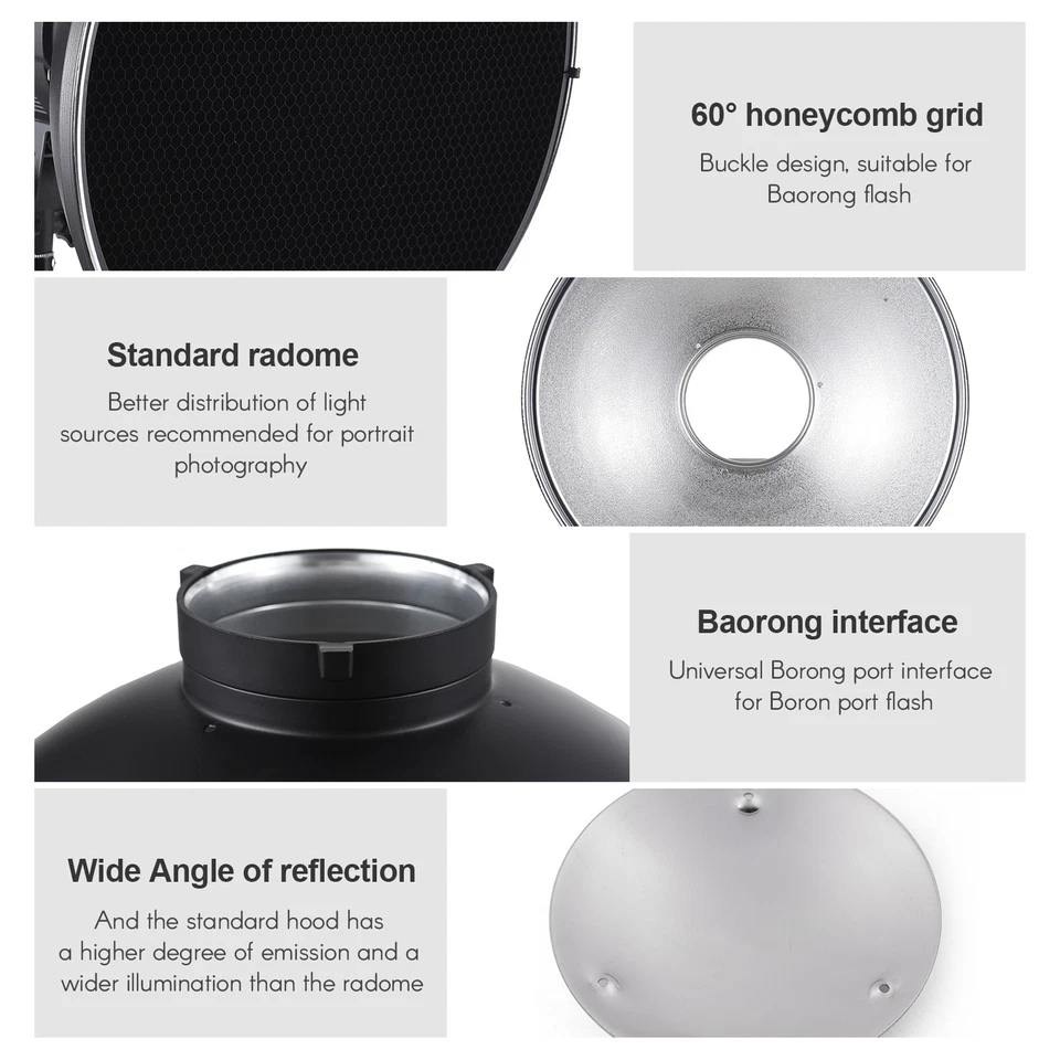 30cm/11.8in Standard Reflector Dish Bowens Mount with White Diffuser O7L7 - Image 3 of 4