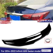 FOR 2014-21 INFINITI Q50 PSM STYLE HIGH KICK DUCKBILL TRUNK SPOILER GLOSSY BLACK