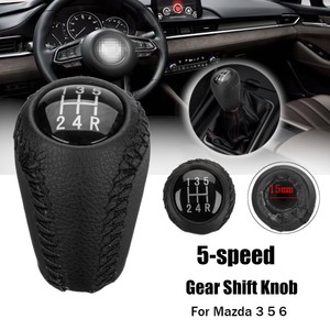 5-Speed-PU-Leather-Gear-Shift-Knob-Head-Shifter-Black-For-Mazda-3-5-6