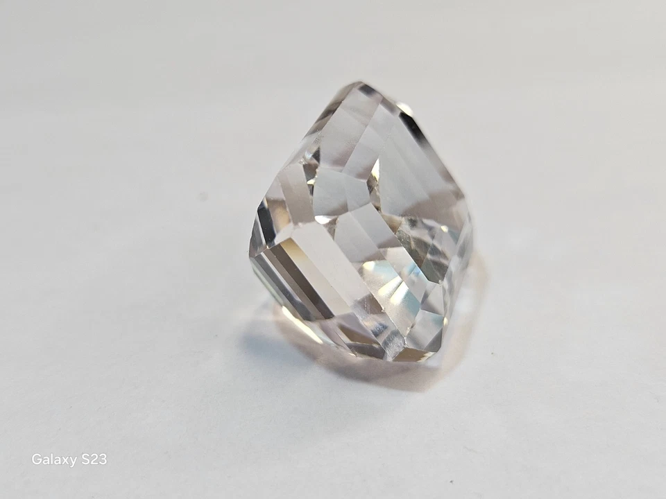 Piedra preciosa suelta natural zafiro blanco corte esmeralda de 50+ quilates certificada EGL KH274 Foto 3 de 4