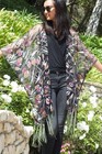 <!--F#f_0-->Floral Tulips Burnout Sheer Duster Kimono Wrap Top One size SML<!--F/-->