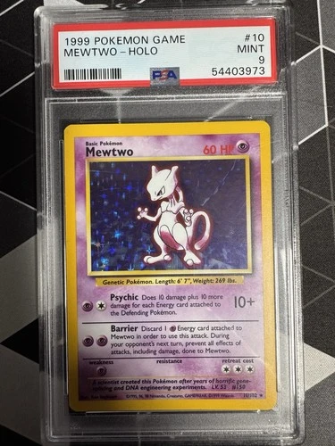 Pokémon Mewtwo Base Set Unlimited 10 Holo PSA 9