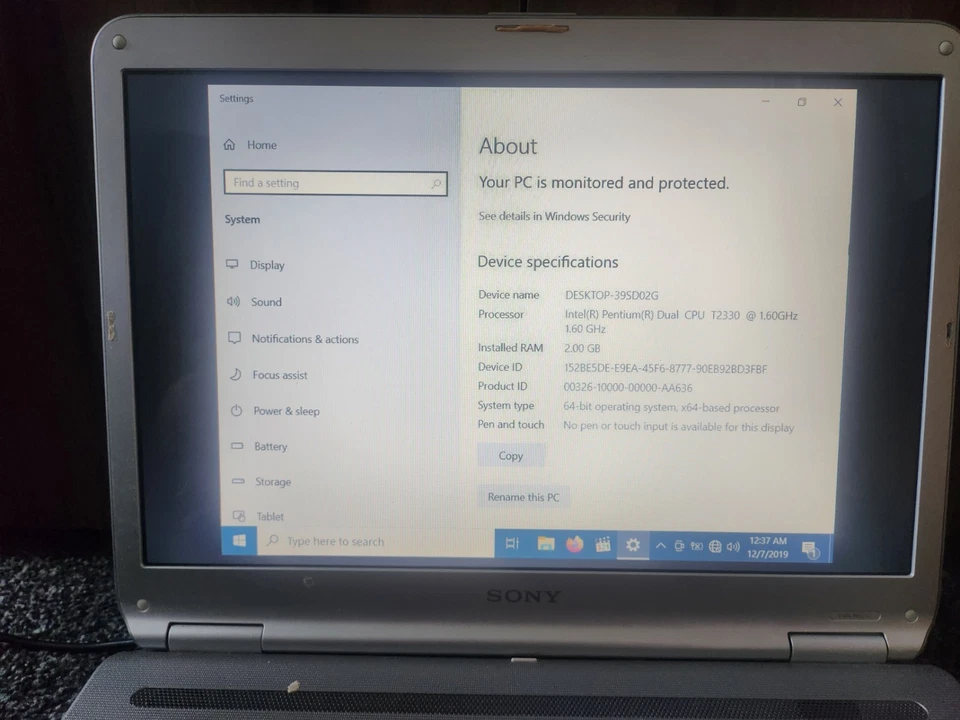 Sony Vaio VGN-NR21J/S - Intel Pentium - 2GB RAM - 200GB HDD - Free P&P - Image 4 of 4