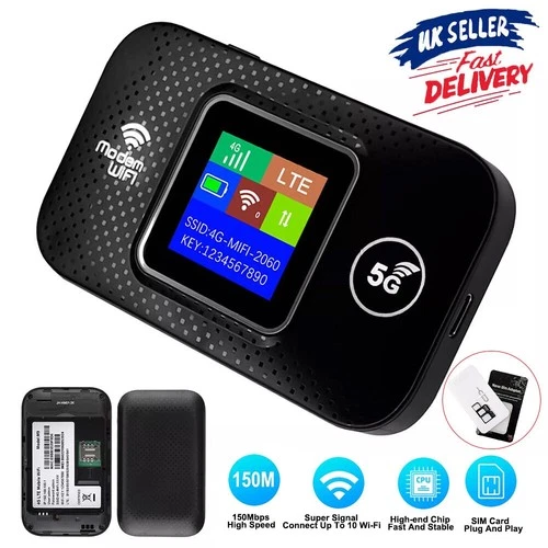 Unlocked 5G LTE Portable WiFi Router - Wireless Hotspot LCD Mobile Broadband