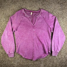 Pilcro Anthropologie Pink Purple Notch Neck Sweatshirt Womens M V Neck