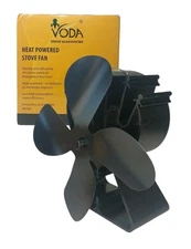 VODA 4-Blade Heat Powered Stove Fan for Wood/Log Burner/Fireplace Increases Flow