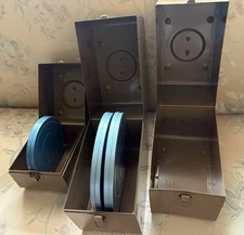 Super 8 MM Empty Metal Film Carry Cases / Boxes / Cans - 1- 5" and 2- 7"