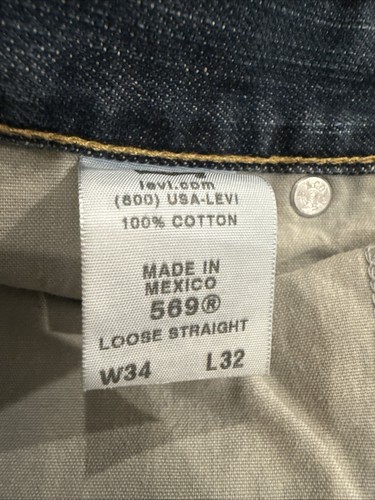Levis 569 Jeans Herren 34x32 (34x31) Blau Stretch Denim Loose Straight Dark Wash - Bild 10 von 11
