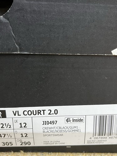 Adidas VL Court 2.0 cream black gold Uk12 Brand New✅ JI0497 - Picture 7 of 7