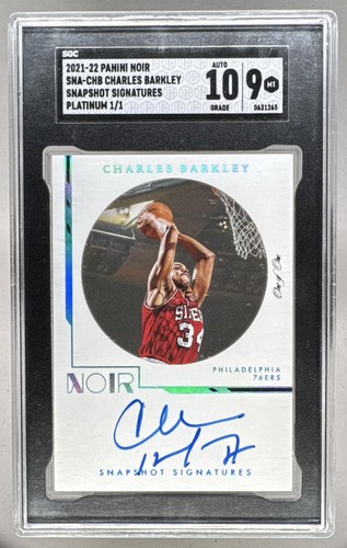 Charles Barkley 2021 Panini Noir Platinum Snapshot Auto 1/1 SGC 9/10