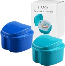Denture Bath Box Cup, plete Clean Care for Dentures, Clear Braces,