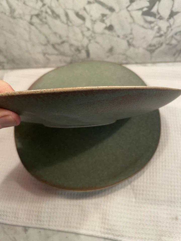 "Vajilla de piedra verde Terra cerámica japonesa 2 platos de cena 9,75""" Foto 4 de 4