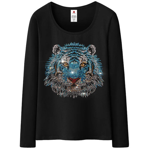 New Arrrivel Tiger Tshirt Lady Luxury Design of Diamonds Cotton T shirt Women's - Picture 35 of 44