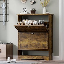Slim 3 Door Wooden Shoe Cabinet With Adjustab...