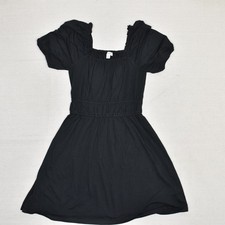 J. Crew Women's Fit & Flare Dress Short Sleeve Cotton Black Size XS Square Neck