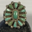 Size 8 Old Vintage 1970’s TURQUOISE CLUSTER PETIT POINT Silver RING 5.74 Grams