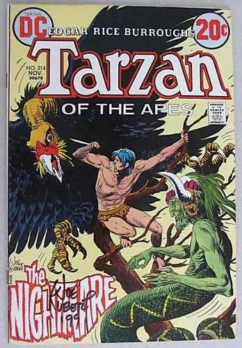 SIGNED~JOE KUBERT~EDGAR RICE BURROUGHS'~TARZAN~DC COMICS #214~NOV 1972~VF
