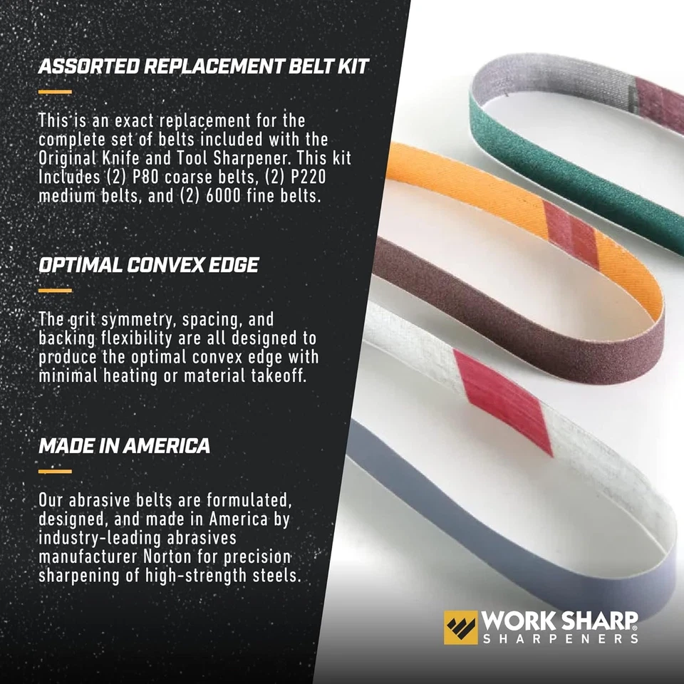 Work Sharp Replacement Abrasive Belt Kit, Assorted Grits (P80, P220, 6000) Offic - Image 3 of 4